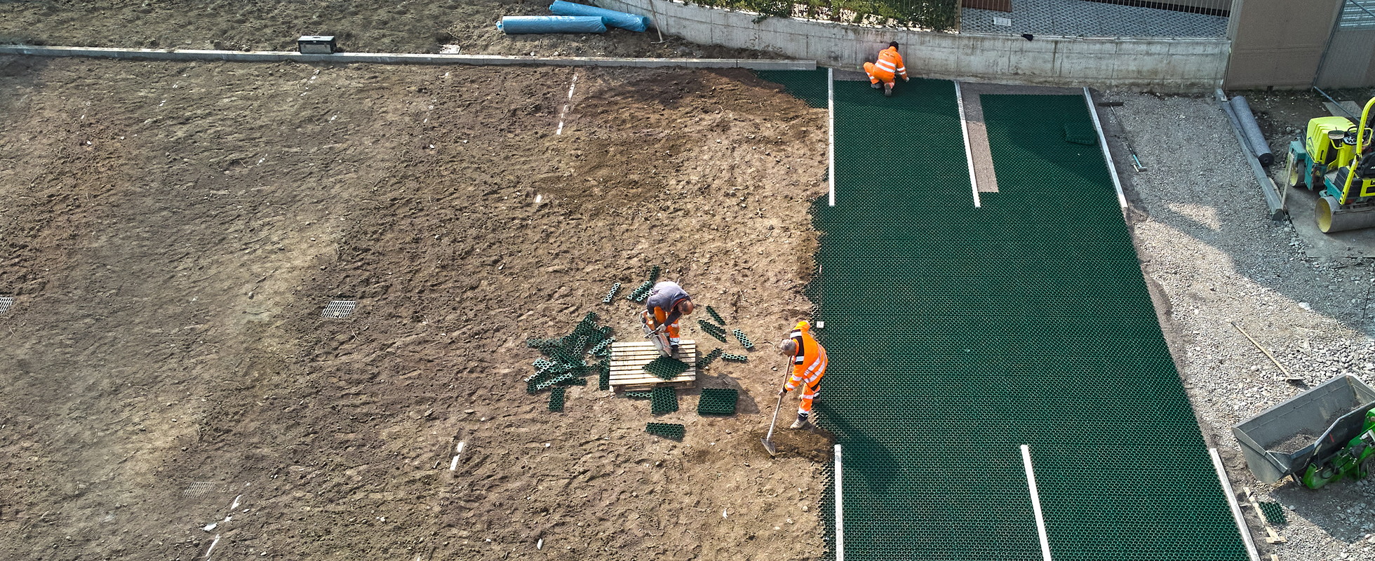 Salvaverde project: Green parking for urban heat island mitigation, Brescia, Italy